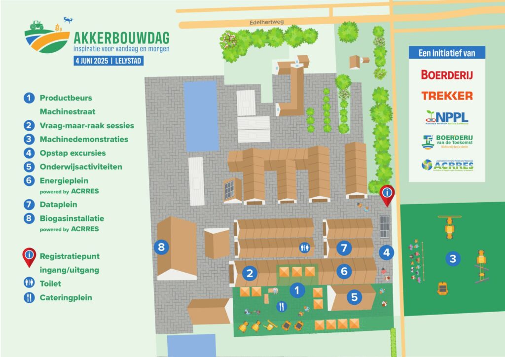 De Akkerbouwdag is er ook zeker voor de boer van de toekomst. Ook voor jongeren die nog op school zitten, is dit een dag om inspiratie op te doen. Met onder meer excursies, een speciaal onderwijsprogramma en speciale vraag-maar-raak-sessies vanuit het NxtGen Hightech-programma. Ook zijn er diverse excursies naar fieldlabs van de Boerderij van de Toekomst. Meer info: www.akkerbouwdag.nl